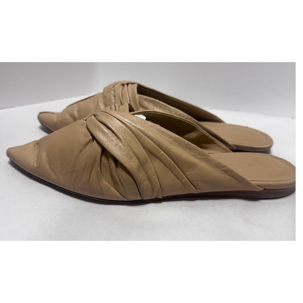 Vince Womens Beige Soft Leather Twisted Pointed Toe Mules Flats Size 6M